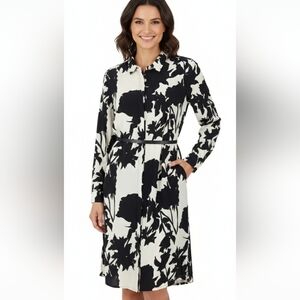 Sandro black and cream floral shirtdress Viscose Medium